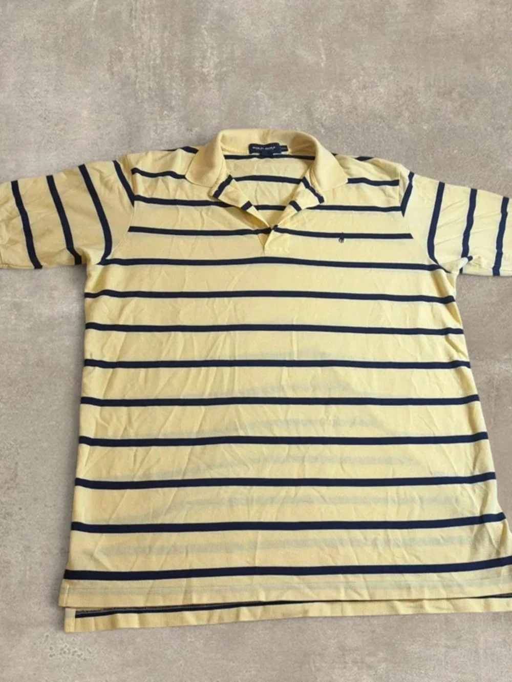 Vintage Polo Golf Ralph Lauren Striped Polo Shirt Yellow Navy Mens XXL Prep Y2K